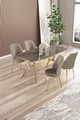 Set masă și scaune (5 bucăți), Hanah Home, Lena, Antracit / Auriu / Cappuccino