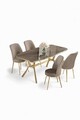 Set masă și scaune (5 bucăți), Hanah Home, Lena, Antracit / Auriu / Cappuccino