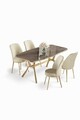 Set masă și scaune (5 bucăți), Hanah Home, Lena, Antracit / Auriu / Crem
