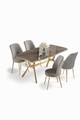Set masă și scaune (5 bucăți), Hanah Home, Lena, Antracit / Auriu / Gri