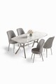 Set masă și scaune (5 bucăți), Hanah Home, Lena, Marmură albă / Crom / Gri