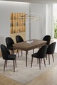 Set masa extensibila si scaune, Hanah Home, Enya, Baroc / Negru