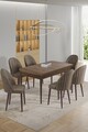 Set masa extensibila si scaune, Hanah Home, Enya, Baroc / Cappuccino