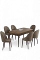 Set masa extensibila si scaune, Hanah Home, Enya, Baroc / Cappuccino