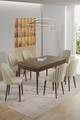 Set masa extensibila si scaune, Hanah Home, Enya, Baroc / Crem