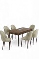 Set masa extensibila si scaune, Hanah Home, Enya, Baroc / Crem