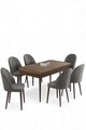 Set masa extensibila si scaune, Hanah Home, Enya, Baroc / Gri