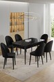 Set masa extensibila si scaune, Hanah Home, Enya, Marmură neagră / Negru