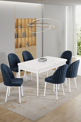 Set masa extensibila si scaune, Hanah Home, Enya, Alb / Antracit