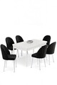 Set masa extensibila si scaune, Hanah Home, Enya, Alb/Negru