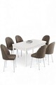 Set masa extensibila si scaune, Hanah Home, Enya, Alb / Cappuccino