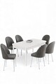 Set masa extensibila si scaune, Hanah Home, Enya, Alb/Gri