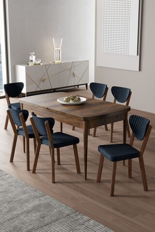 Set masa extensibila si scaune, Hanah Home, Exve, Baroc / antracit