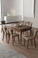 Set masa extensibila si scaune, Hanah Home, Exve, Baroc / Cappuccino