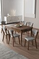 Set masa extensibila si scaune, Hanah Home, Exve, Baroc / Gri