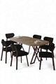 Set masă și scaune (7 piese), Hanah Home, Axton, Pin Atlantic / Negru