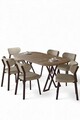 Set masă și scaune (7 piese), Hanah Home, Axton, Pin Atlantic / Cappuccino