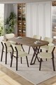 Set masă și scaune (7 piese), Hanah Home, Axton, Pin Atlantic / Crom
