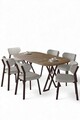 Set masă și scaune (7 piese), Hanah Home, Axton, Pin Atlantic / Gri