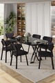 Set masă și scaune (7 piese), Hanah Home, Axton, Marmură neagră / Antracit