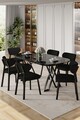 Set masă și scaune (7 piese), Hanah Home, Axton, Marmură neagră / Negru