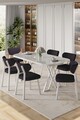 Set masă și scaune (7 piese), Hanah Home, Axton, Alb / Antracit