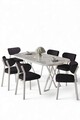 Set masă și scaune (7 piese), Hanah Home, Axton, Alb / Antracit