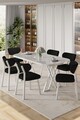 Set masă și scaune (7 piese), Hanah Home, Axton, Alb/Negru