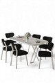Set masă și scaune (7 piese), Hanah Home, Axton, Alb/Negru