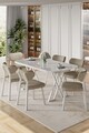 Set masă și scaune (7 piese), Hanah Home, Axton, Alb / Cappuccino