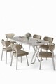 Set masă și scaune (7 piese), Hanah Home, Axton, Alb / Cappuccino