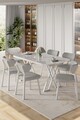 Set masă și scaune (7 piese), Hanah Home, Axton, Alb/Gri