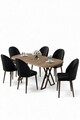 Set masă și scaune (7 piese), Hanah Home, Kaye, Pin Atlantic / Negru