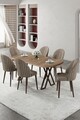 Set masă și scaune (7 piese), Hanah Home, Kaye, Pin Atlantic / Cappuccino