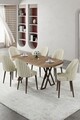 Set masă și scaune (7 piese), Hanah Home, Kaye, Pin Atlantic / Crem