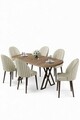 Set masă și scaune (7 piese), Hanah Home, Kaye, Pin Atlantic / Crem