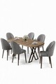 Set masă și scaune (7 piese), Hanah Home, Kaye, Pin Atlantic / Gri