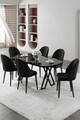 Set masă și scaune (7 piese), Hanah Home, Kaye, Marmură neagră / Negru