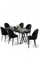 Set masă și scaune (7 piese), Hanah Home, Kaye, Marmură neagră / Negru