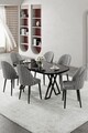 Set masă și scaune (7 piese), Hanah Home, Kaye, Marmură neagră / Gri