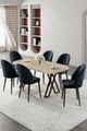 Set masă și scaune (7 piese), Hanah Home, Kaye, Travertin / Antracit