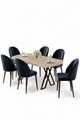 Set masă și scaune (7 piese), Hanah Home, Kaye, Travertin / Antracit