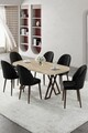 Set masă și scaune (7 piese), Hanah Home, Kaye, Travertin / Negru