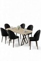 Set masă și scaune (7 piese), Hanah Home, Kaye, Travertin / Negru
