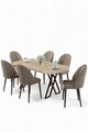 Set masă și scaune (7 piese), Hanah Home, Kaye, Travertin / Cappuccino
