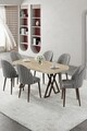Set masă și scaune (7 piese), Hanah Home, Kaye, Travertin / Gri