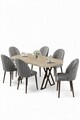 Set masă și scaune (7 piese), Hanah Home, Kaye, Travertin / Gri