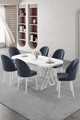 Set masă și scaune (7 piese), Hanah Home, Kaye, Alb / Antracit
