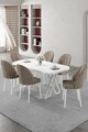 Set masă și scaune (7 piese), Hanah Home, Kaye, Alb / Cappuccino