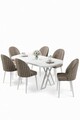Set masă și scaune (7 piese), Hanah Home, Kaye, Alb / Cappuccino